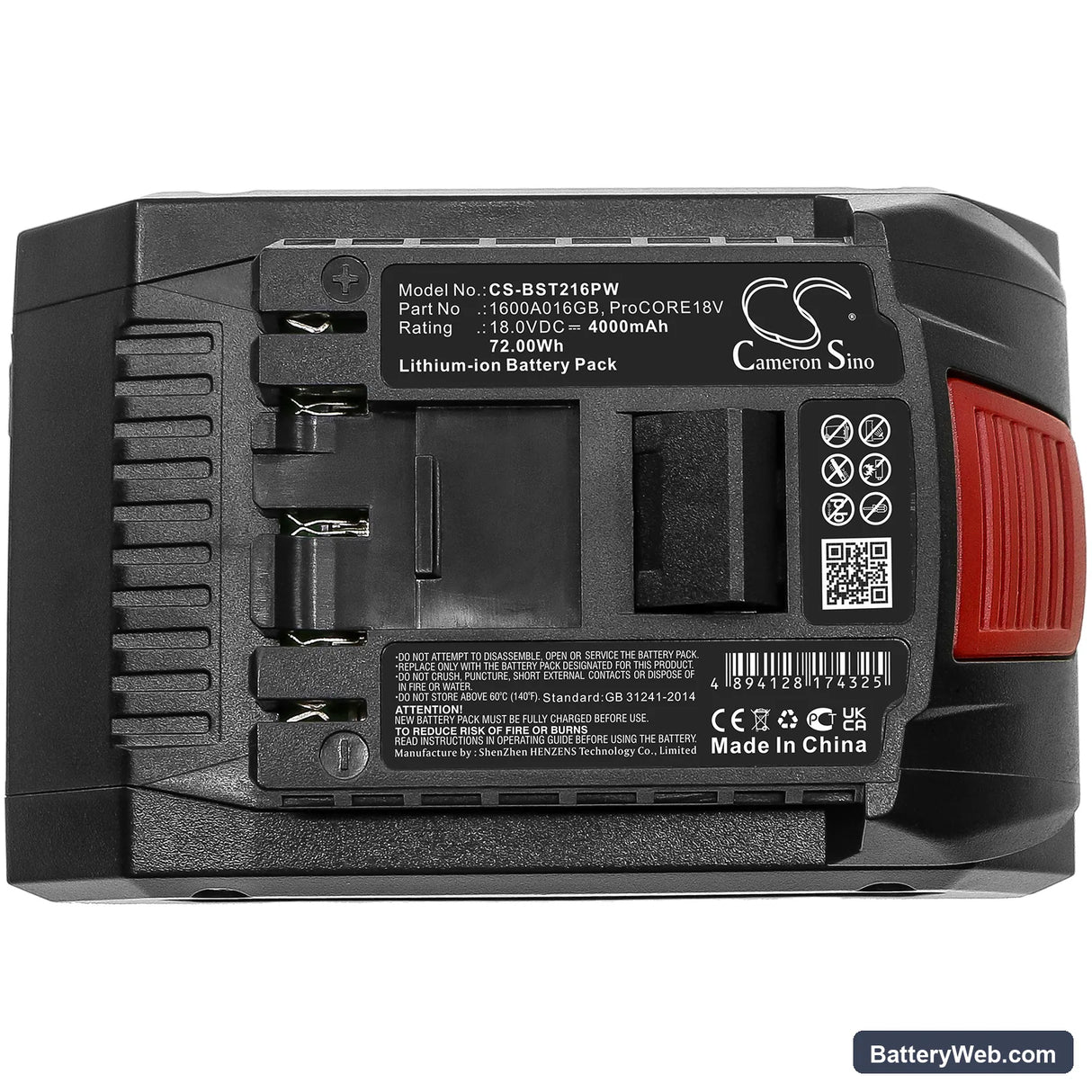 Bosch GDS 18V Replacement Battery, 18V, 4000mAh, Li-ion 5