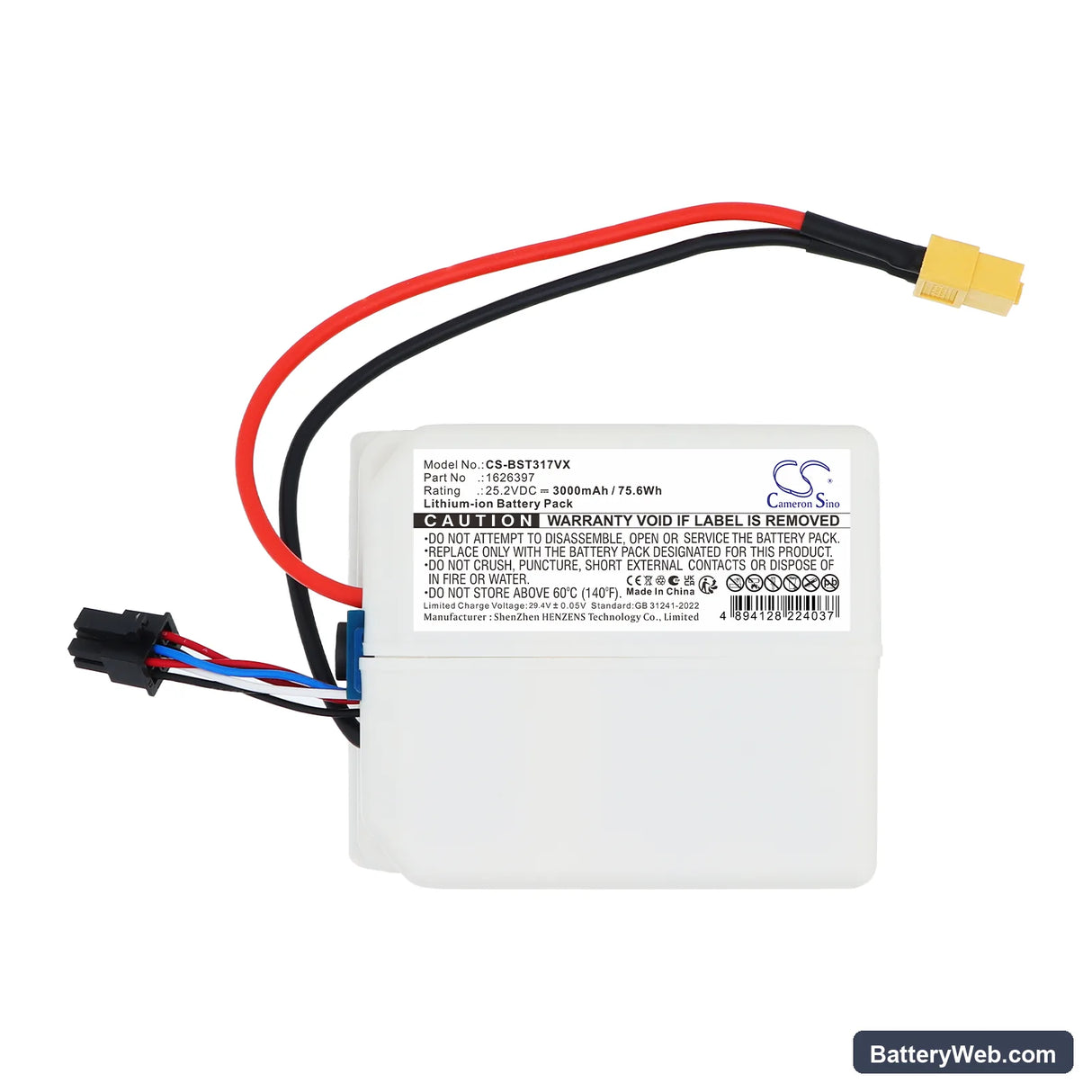 Bissell 3175+ Replacement Battery, 25.2V, 3000mAh, Li-ion 3