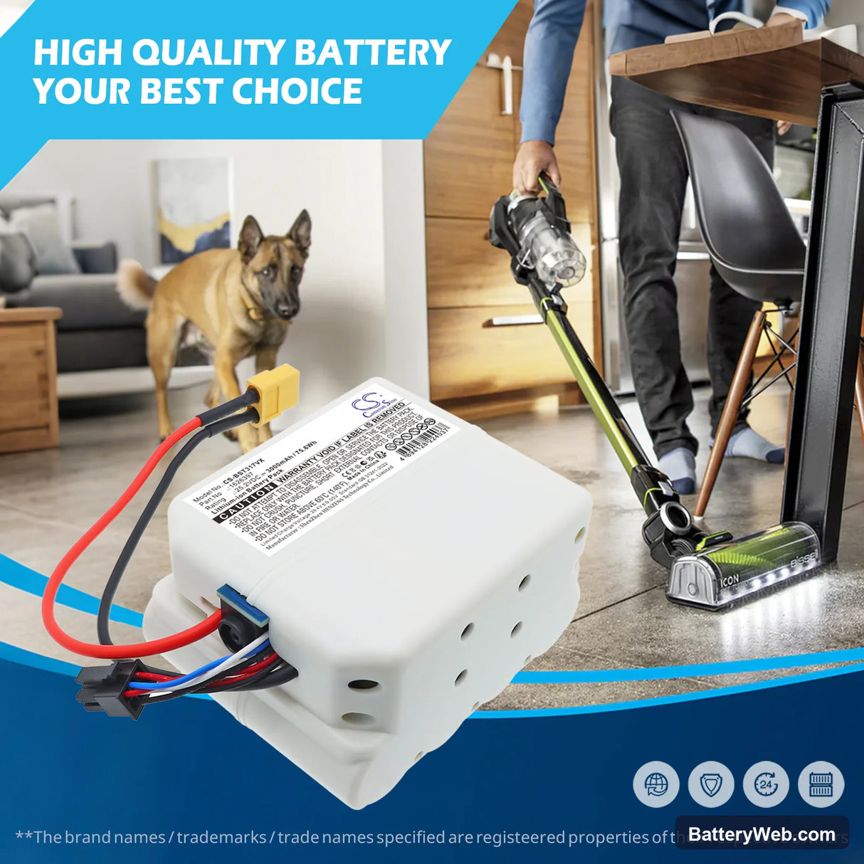 Bissell 3175+ Replacement Battery, 25.2V, 3000mAh, Li-ion 6
