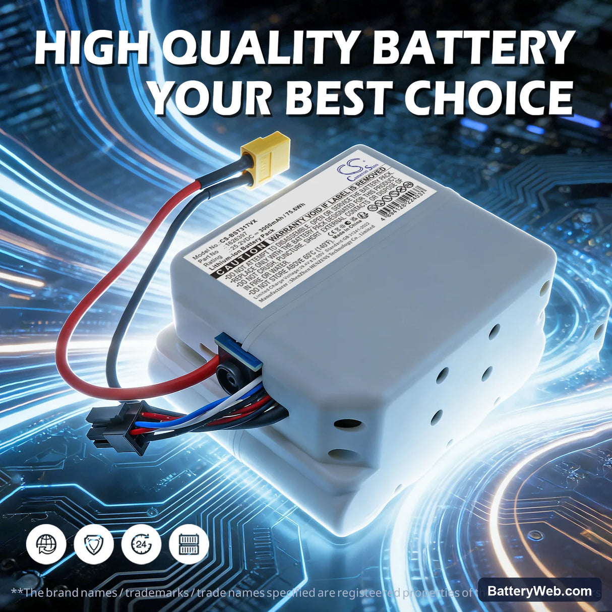 Bissell 3175+ Replacement Battery, 25.2V, 3000mAh, Li-ion 7