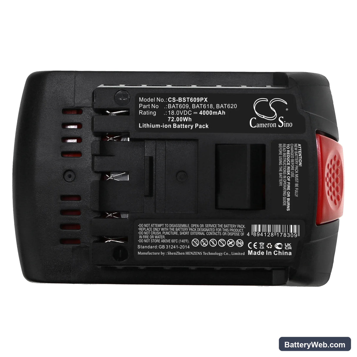 Bosch GWS 18 V-LI Replacement Battery, 18V, 4000mAh, Li-ion 5
