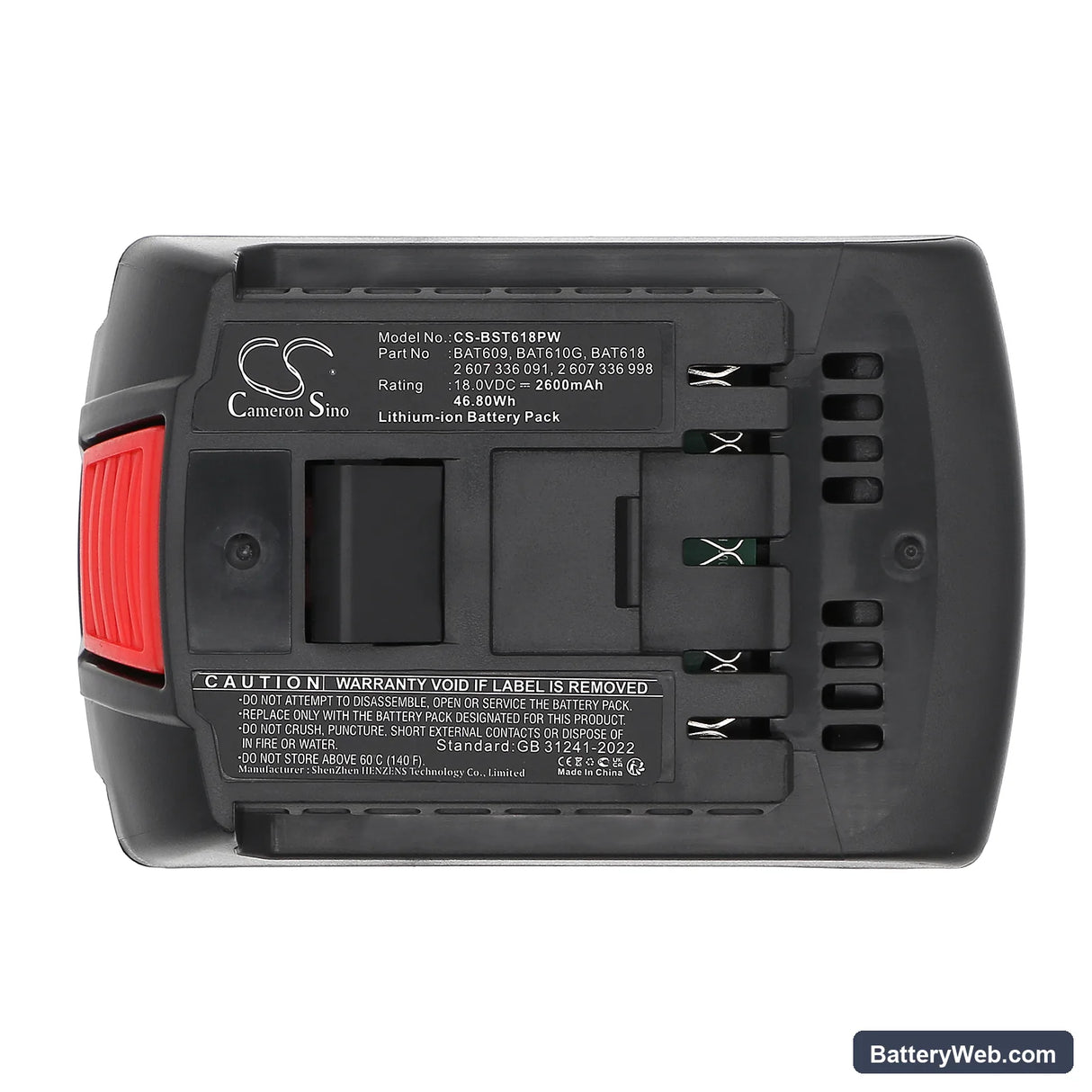 Bosch GWS 18 V-LI Replacement Battery, 18V, 2600mAh, Li-ion 5