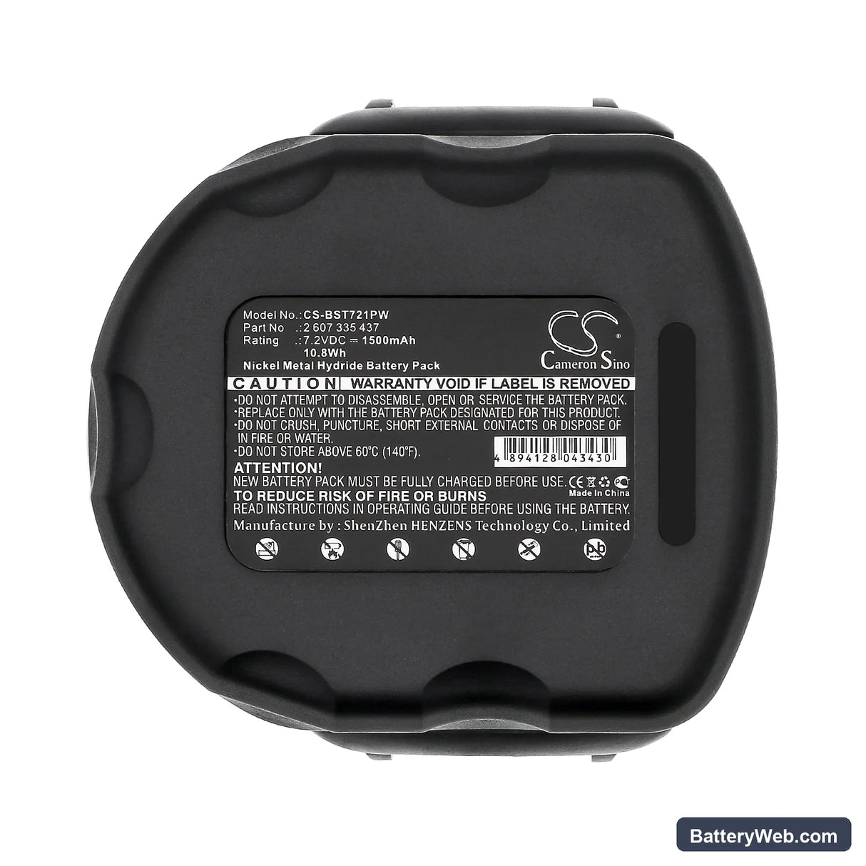Bosch GSR 7.2-1 Replacement Battery, 7.2V, 1500mAh, Ni-MH 5