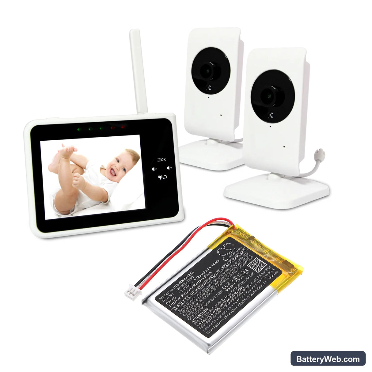 Babysense V35 Video Baby Monitor Replacement Battery, 3.7V, 1200mAh, Li-Polymer 6