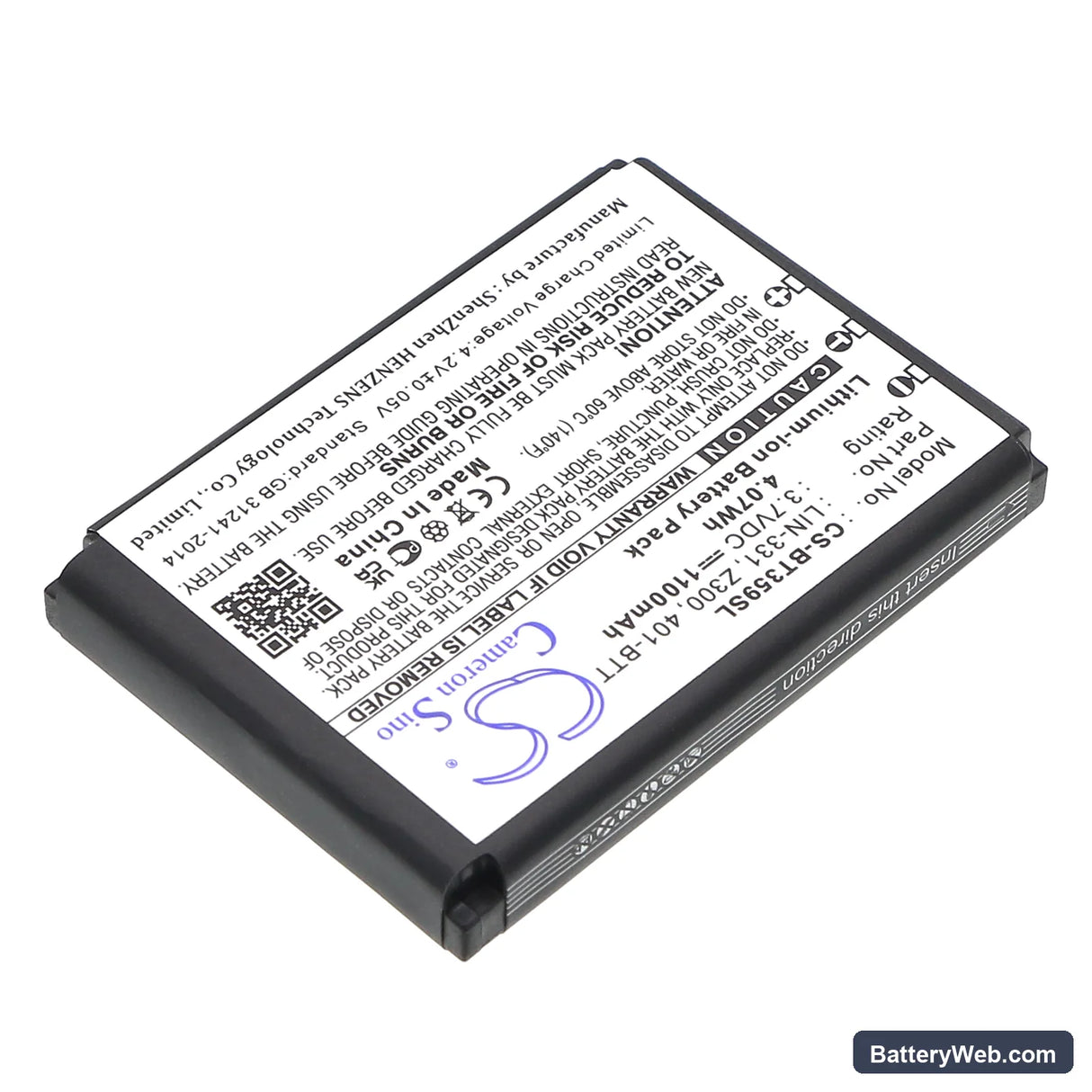 Globalsat BT-359 Replacement Battery, 3.7V, 1100mAh, Li-ion 2