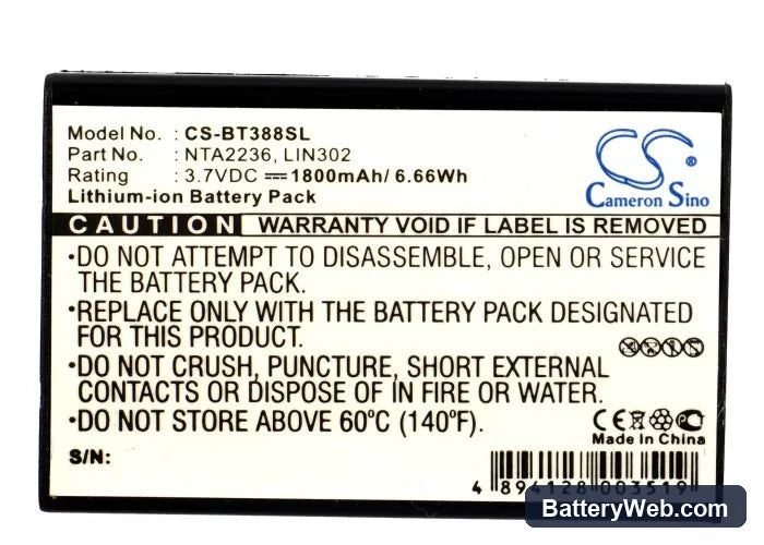 OnCourse SiRF Star III Replacement Battery, 3.7V, 1800mAh, Li-ion 5