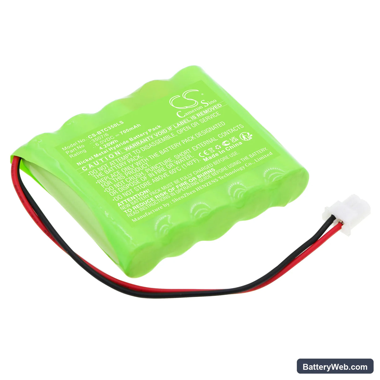 Bticino 3507/6 Replacement Battery, 6V, 700mAh, Ni-MH 1