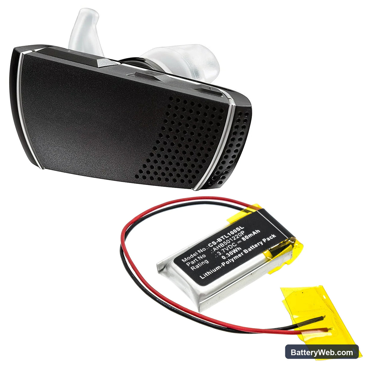 Bose Bluetooth Headset Series 1 Replacement Battery, 3.7V, 80mAh, Li-Polymer 5