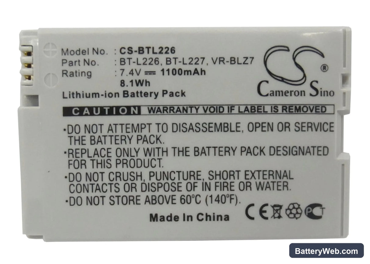 Sharp VL-Z5 Replacement Battery, 7.4V, 1100mAh, Li-ion 5