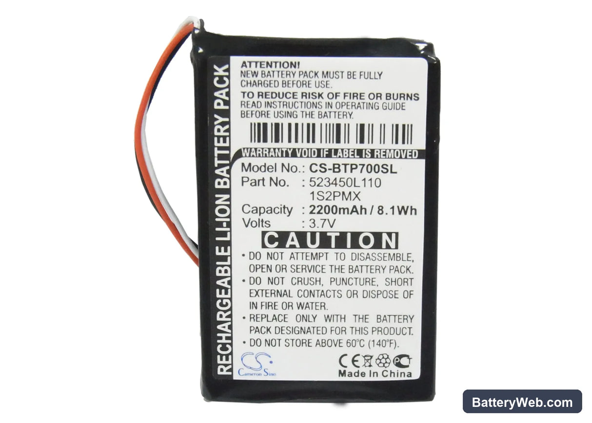 Blaupunkt TravelPilot 500 Replacement Battery, 3.7V, 2200mAh, Li-ion 5