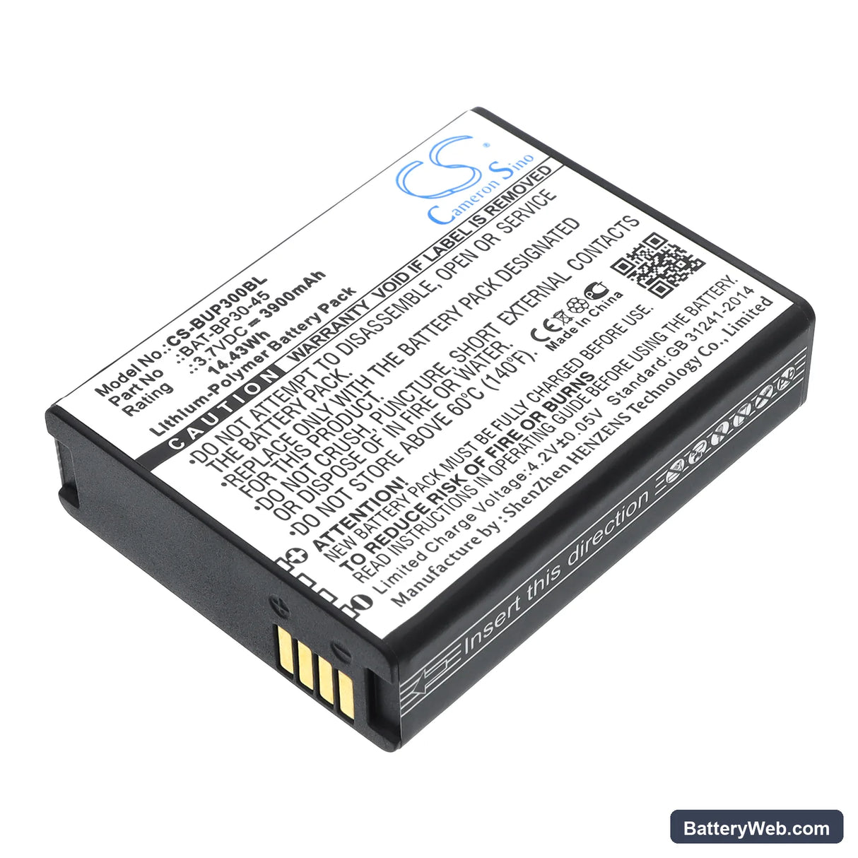 BlueBird BP30 Replacement Battery, 3.7V, 3900mAh, Li-Polymer 1