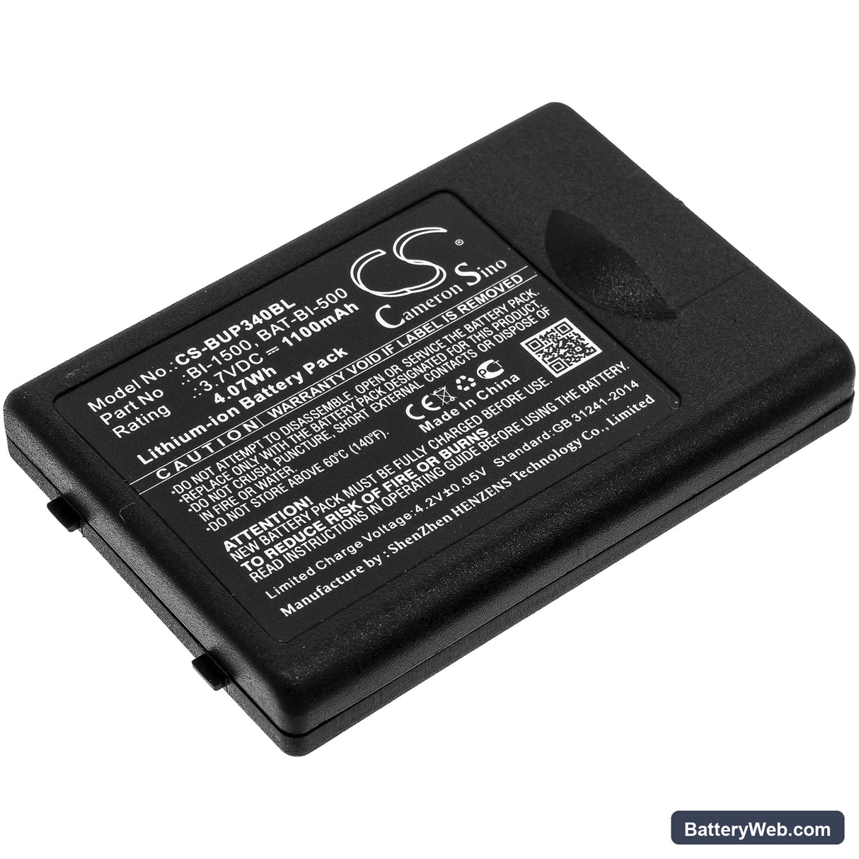 BlueBird EG-340 Replacement Battery, 3.7V, 1100mAh, Li-ion 1