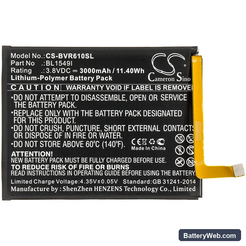BlackView R6 Replacement Battery, 3.8V, 3000mAh, Li-Polymer 3
