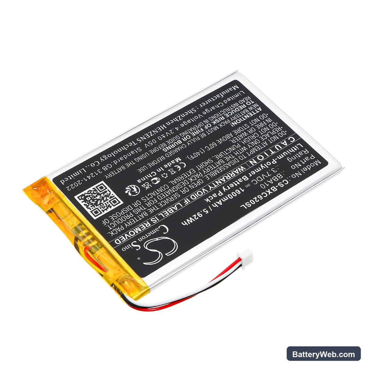 Onyx BOOX 60 Replacement Battery, 3.7V, 1600mAh, Li-Polymer 2