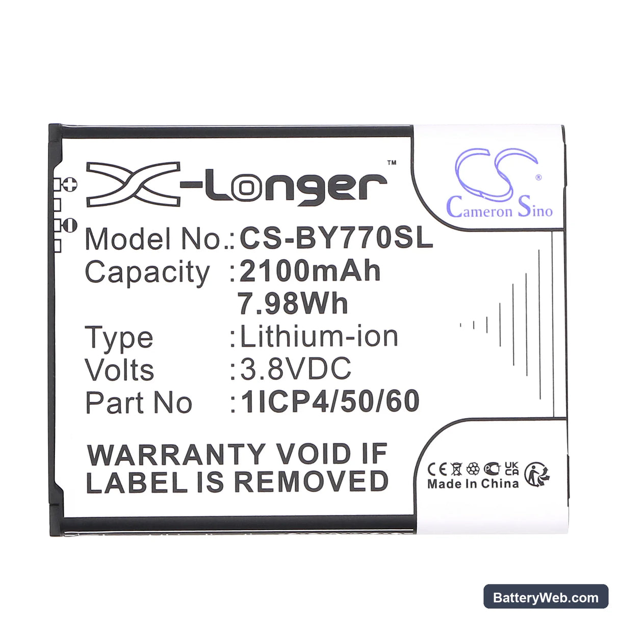 Beurer BY77 Replacement Battery, 3.8V, 2100mAh, Li-ion 3