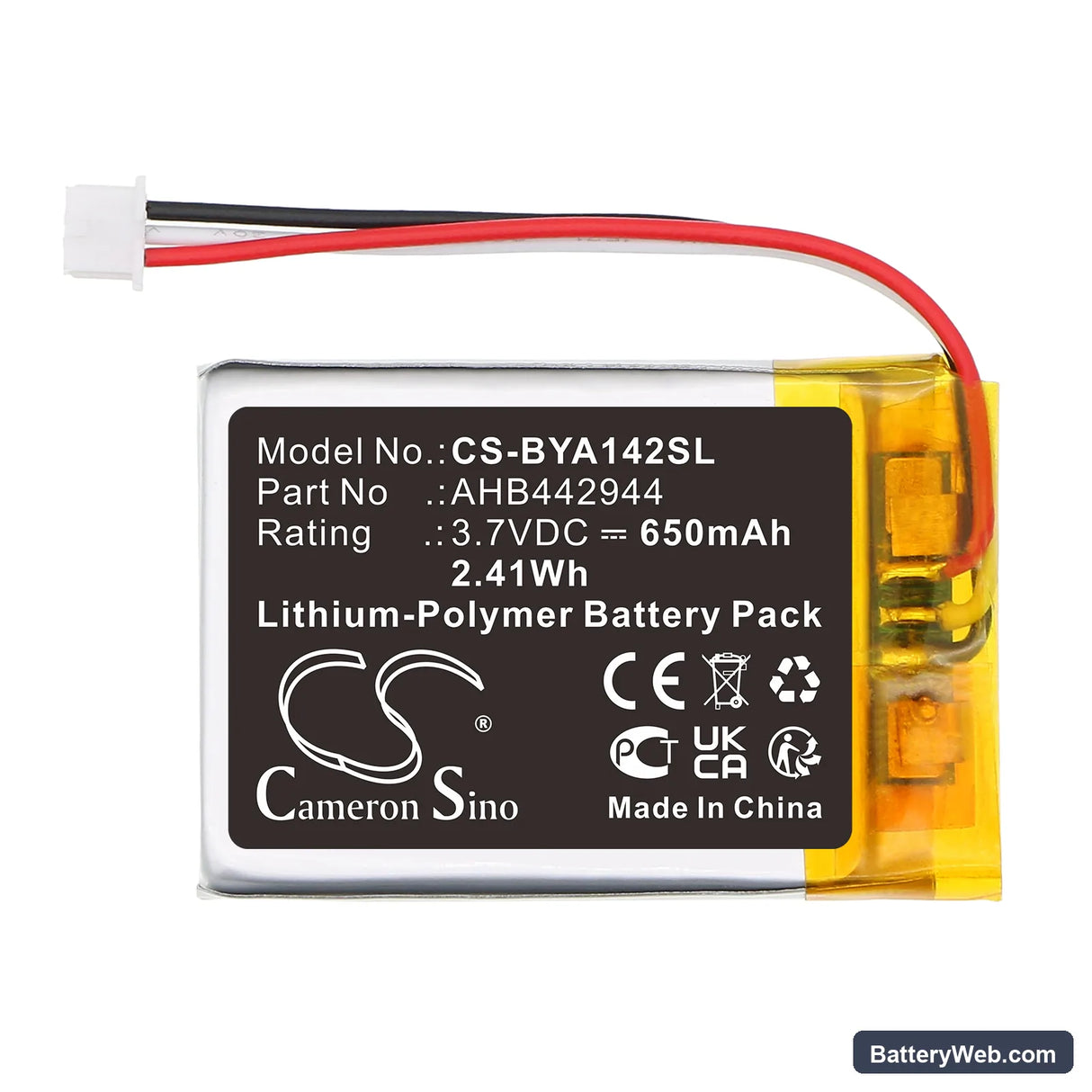 Babymoov A014204 Replacement Battery, 3.7V, 650mAh, Li-Polymer 3