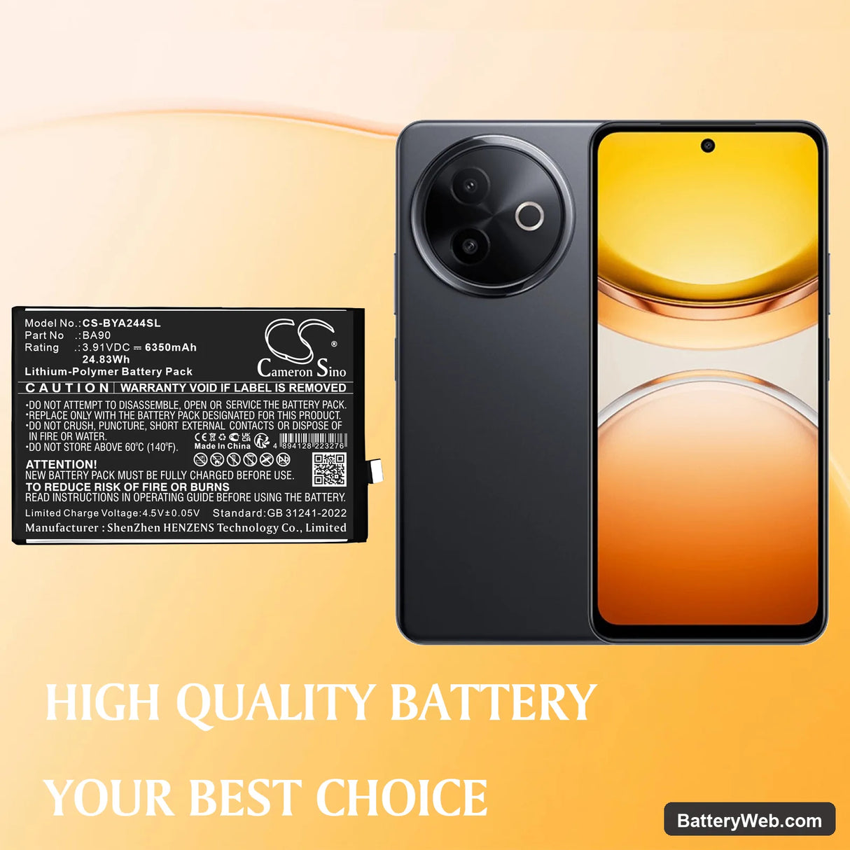 Vivo V2444A Replacement Battery, 3.91V, 6350mAh, Li-Polymer 1