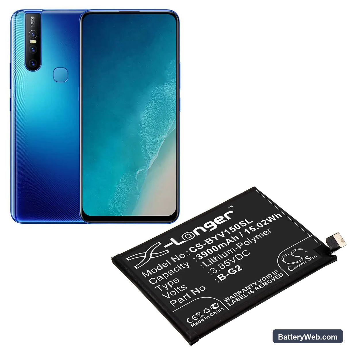 Vivo V15 Replacement Battery, 3.85V, 3900mAh, Li-Polymer 5