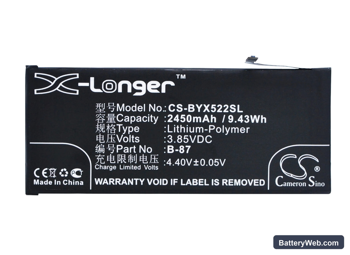 BBK VIVO X5Pro V Replacement Battery, 3.85V, 2450mAh, Li-Polymer 5