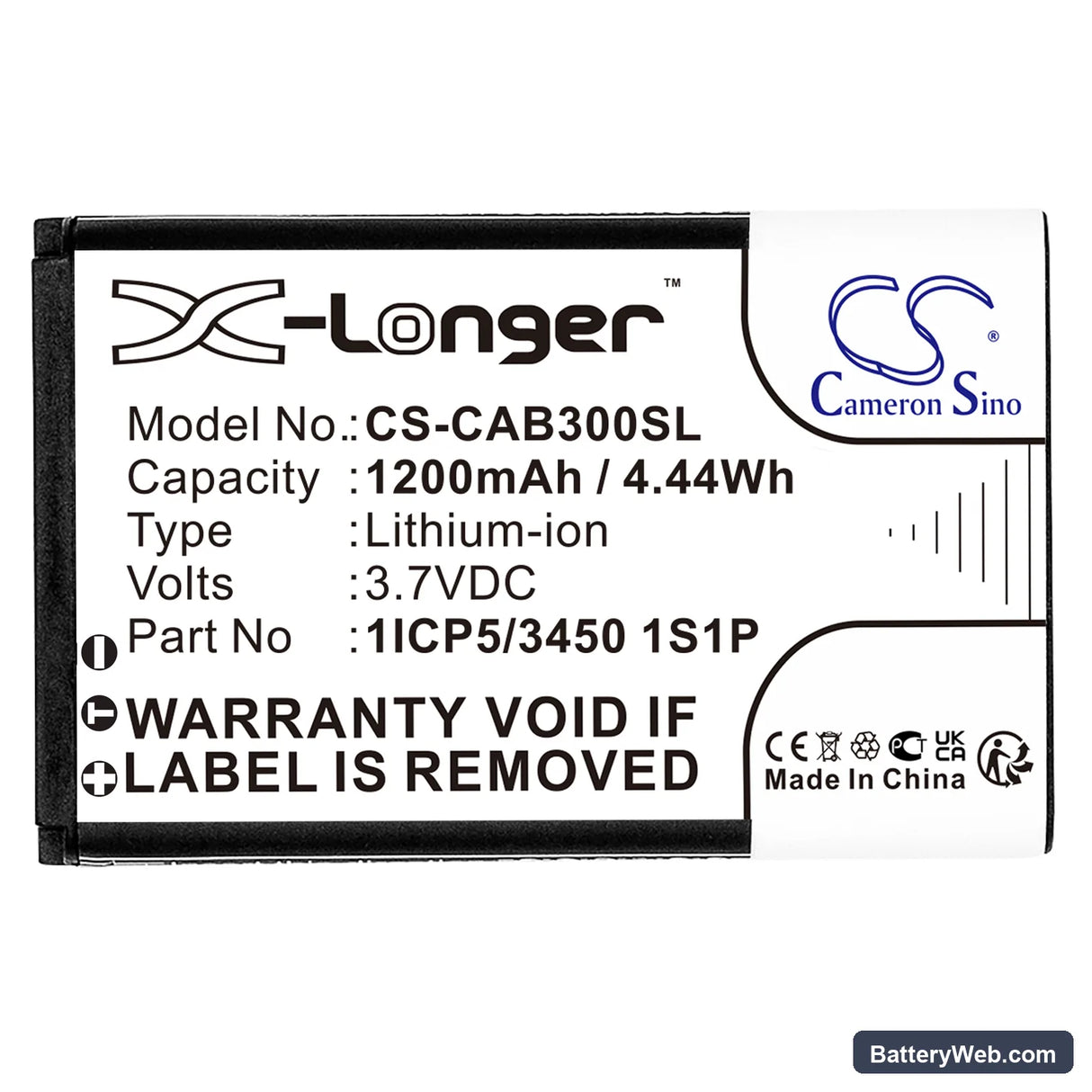 CAT B30 Replacement Battery, 3.7V, 1200mAh, Li-ion 3