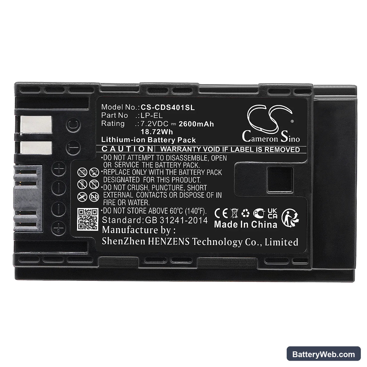 Canon Speedlite EL‑1 Replacement Battery, 7.2V, 2600mAh, Li-ion 5
