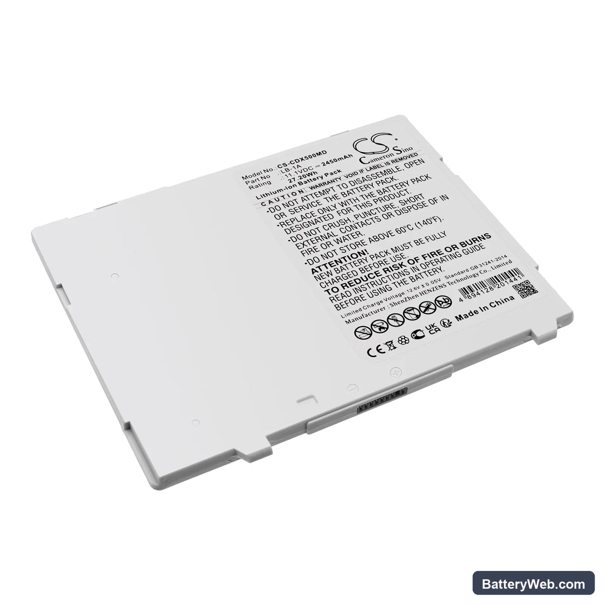 Canon CXDI-70C Replacement Battery, 11.1V, 2450mAh, Li-ion 1