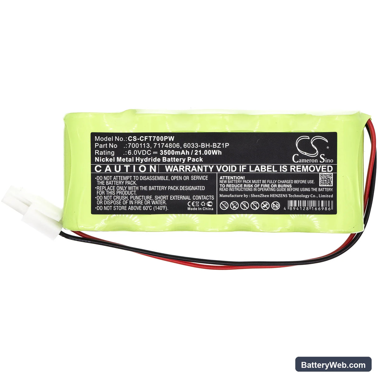 Craftsman 240.74801 Replacement Battery, 6V, 3500mAh, Ni-MH 3