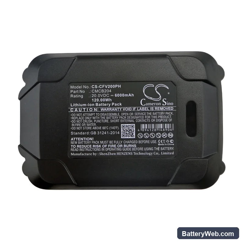 Craftsman Replacement Battery, 20V, 6000mAh, Li-ion 6