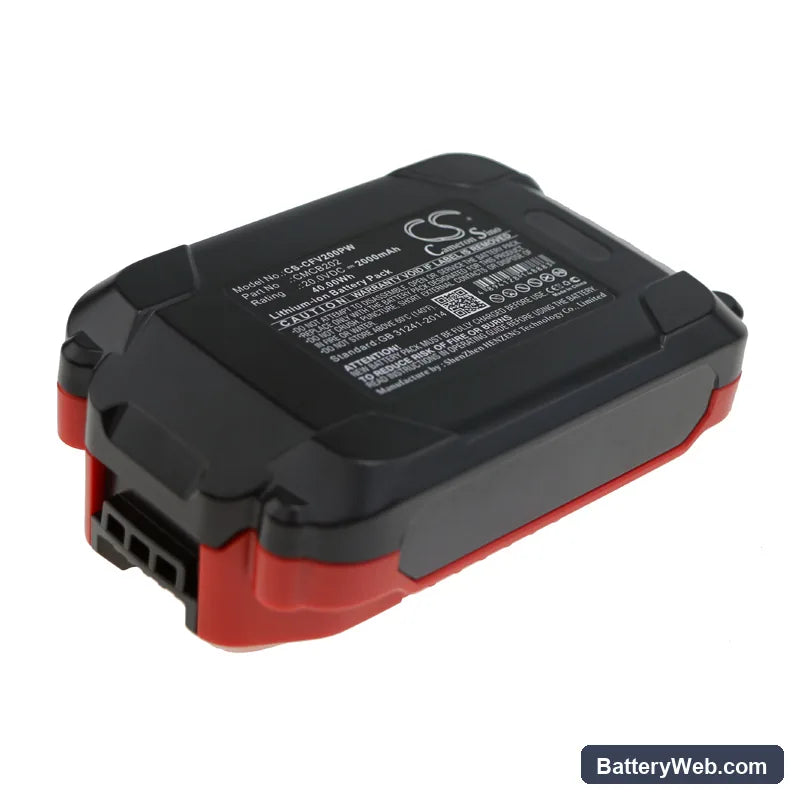 Craftsman V20 Cordless Compact Blower Replacement Battery, 20V, 2000mAh, Li-ion 3