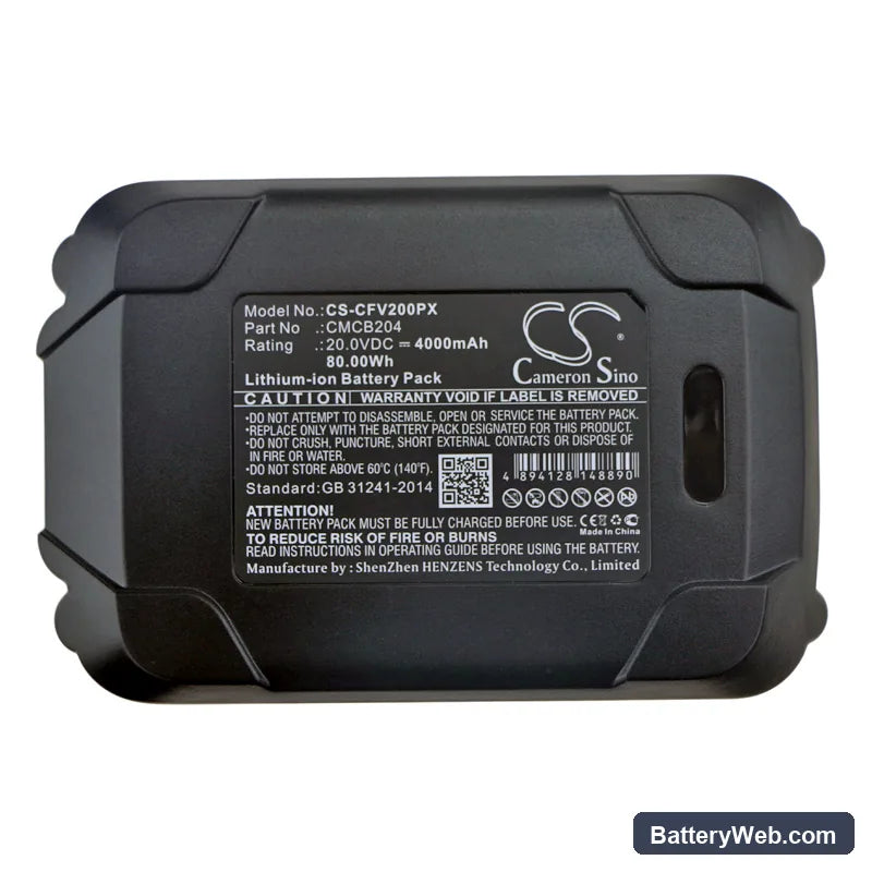 Craftsman V20 Cordless Compact Blower Replacement Battery, 20V, 4000mAh, Li-ion 6