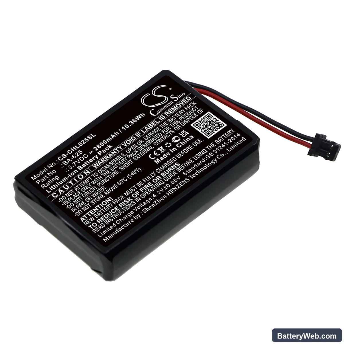 CATEYE HL-EL625RC Replacement Battery, 3.7V, 2800mAh, Li-ion 1