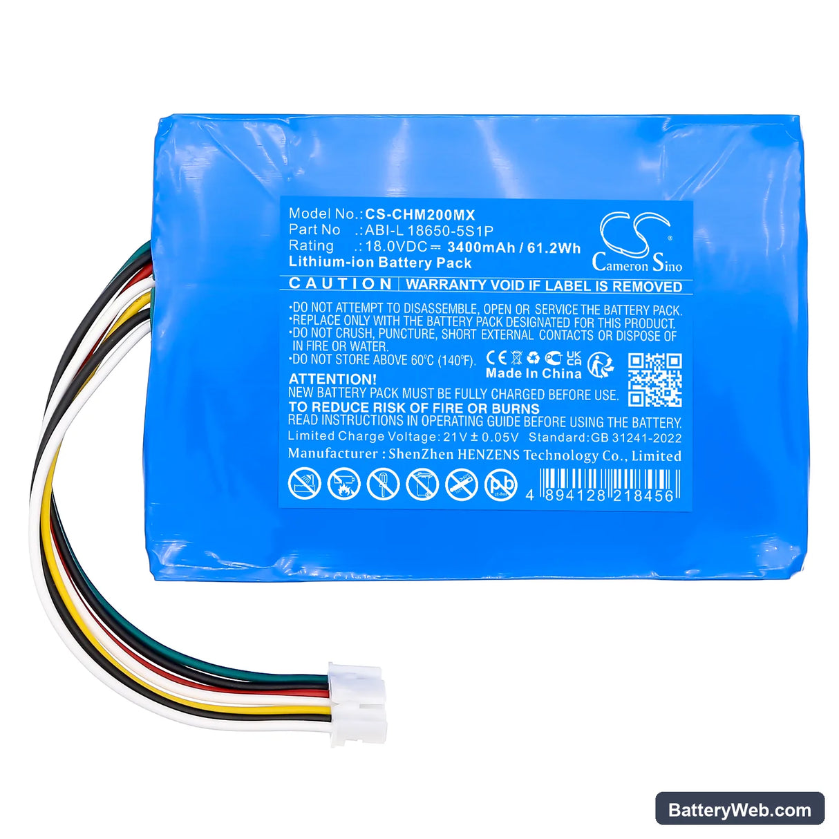Chattanooga Intelect Legend 2 Ultrasound Replacement Battery, 18V, 3400mAh, Li-ion 3