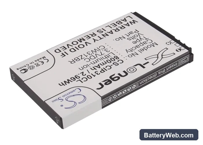Cisco Linksys WIP310 Replacement Battery, 3.7V, 800mAh, Li-ion 2