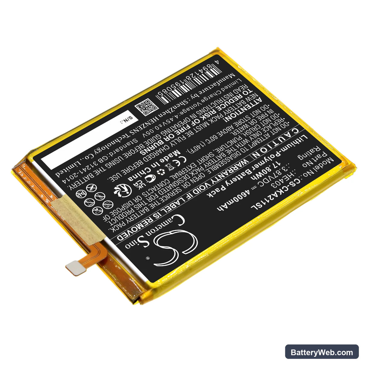 Cricket Dream 5G Replacement Battery, 3.87V, 4600mAh, Li-Polymer 2