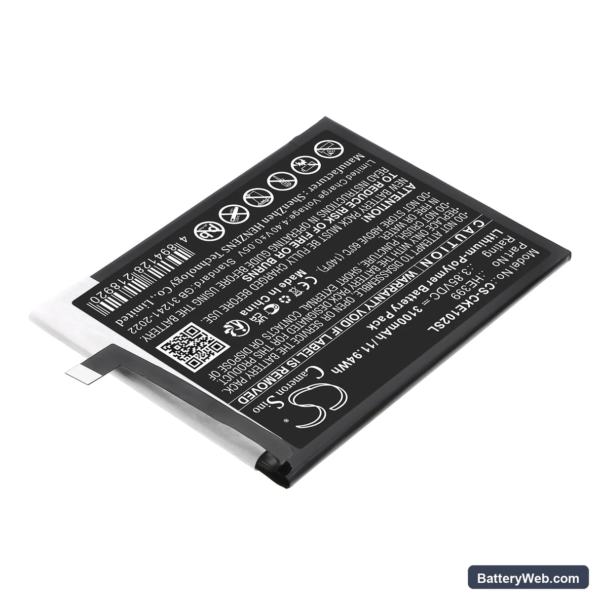 Cricket EC1002 Replacement Battery, 3.85V, 3100mAh, Li-Polymer 2