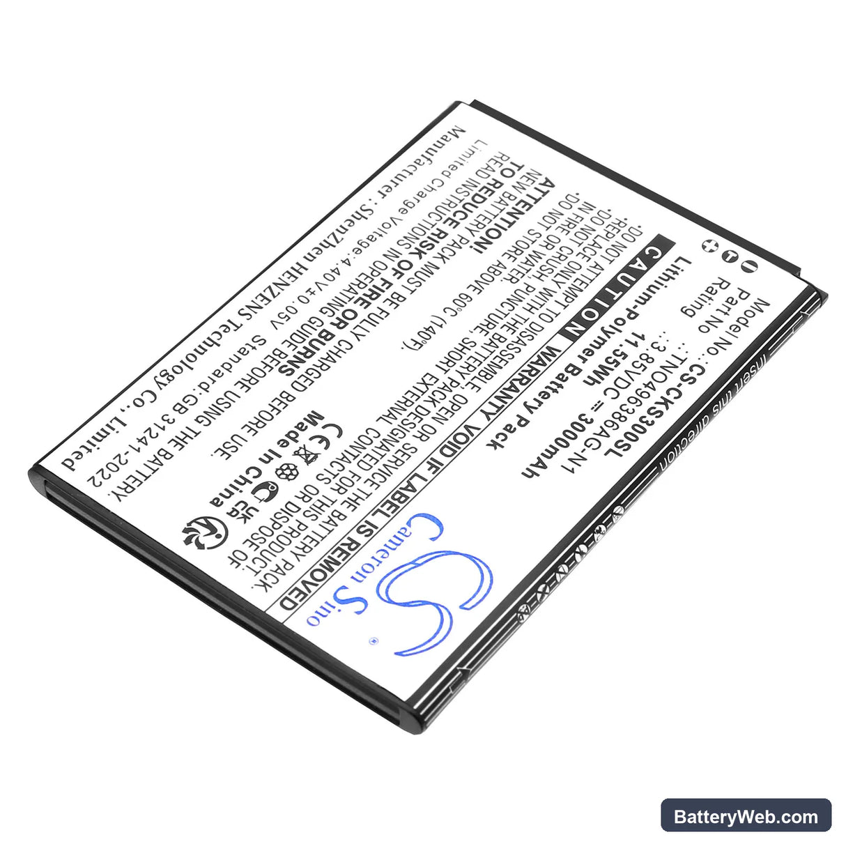 Cricket Debut S3 Replacement Battery, 3.85V, 3000mAh, Li-Polymer 2