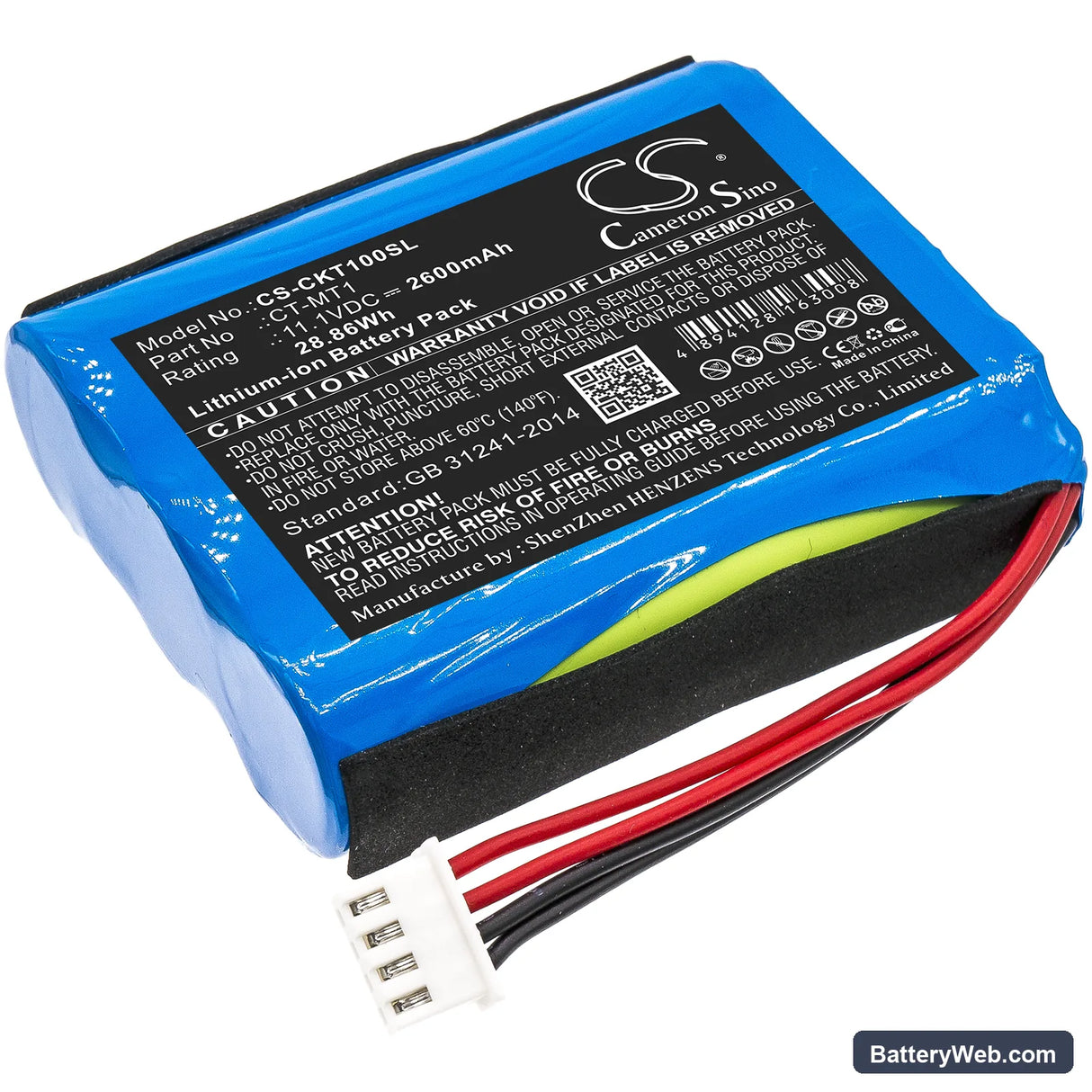 Clarke-Tech CT Triple Replacement Battery, 11.1V, 2600mAh, Li-ion 1