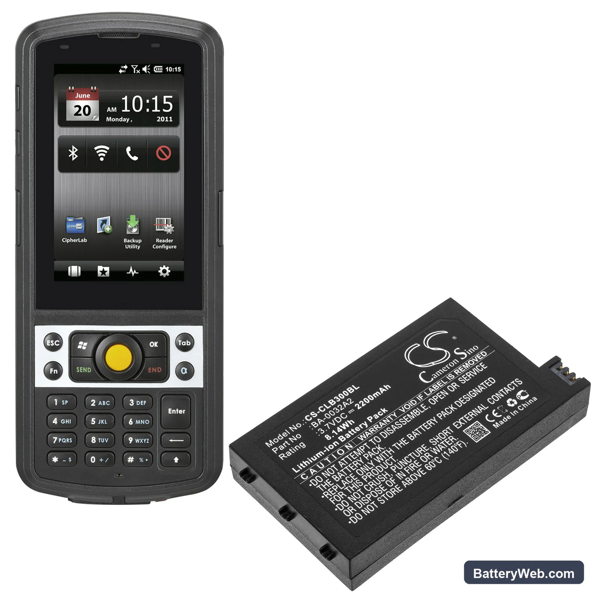 CipherLab CP30 Replacement Battery, 3.7V, 2200mAh, Li-ion 4