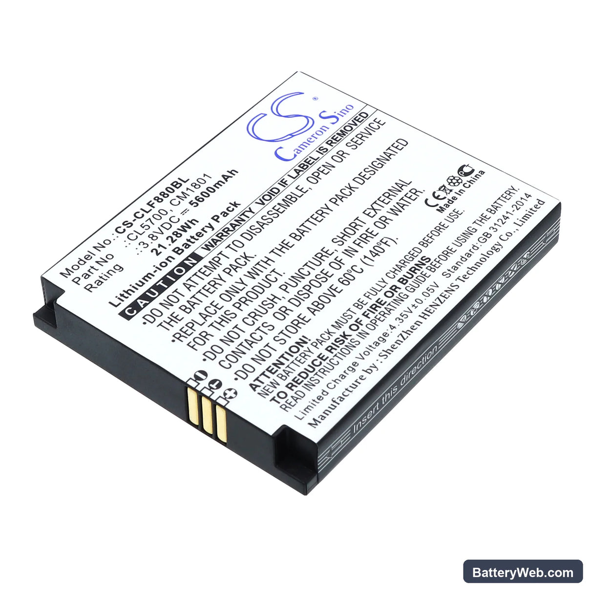 Cilico F880 Replacement Battery, 3.8V, 5600mAh, Li-ion 1