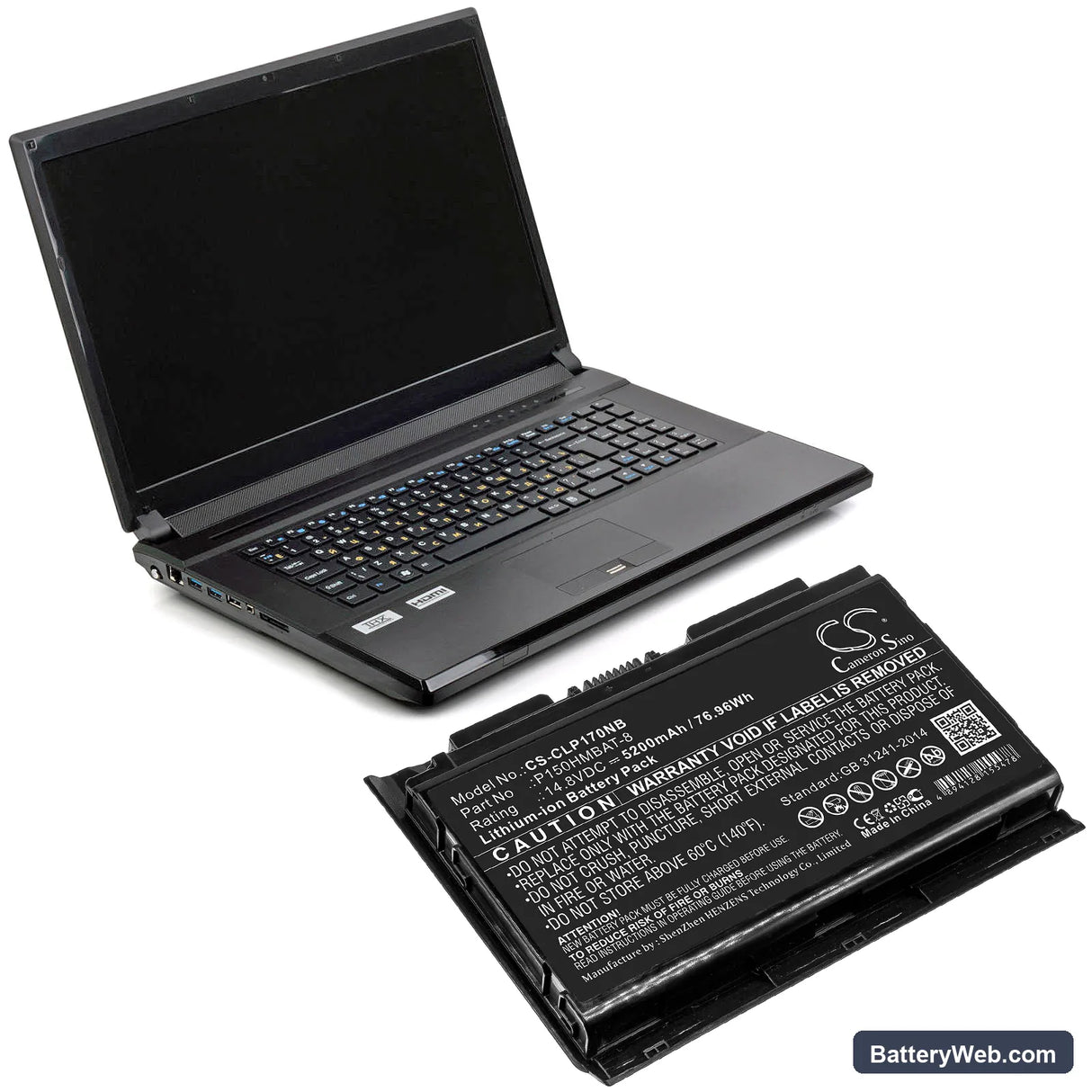 Schenker XMG P502 PRO Replacement Battery, 14.8V, 5200mAh, Li-ion 4