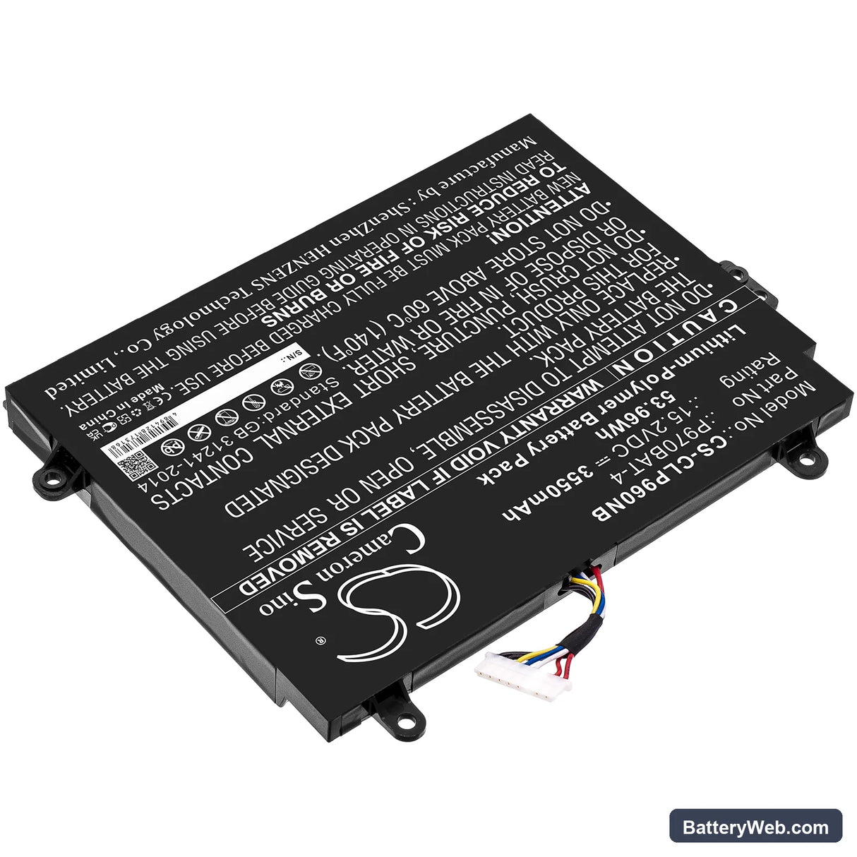 Clevo P960EN-K Replacement Battery, 15.2V, 3550mAh, Li-Polymer 2
