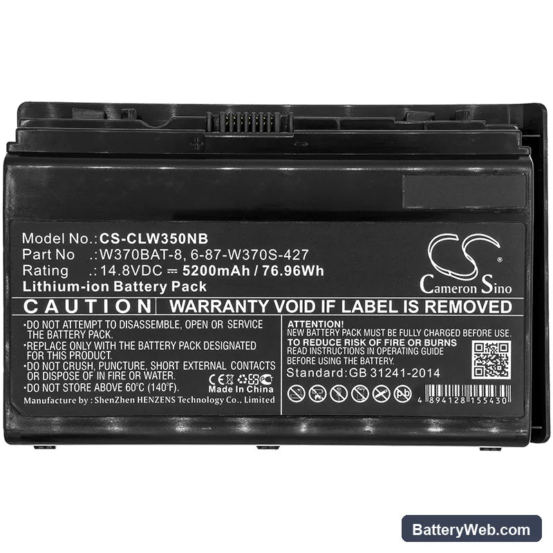 Sager 7358 Replacement Battery, 14.8V, 5200mAh, Li-ion 3