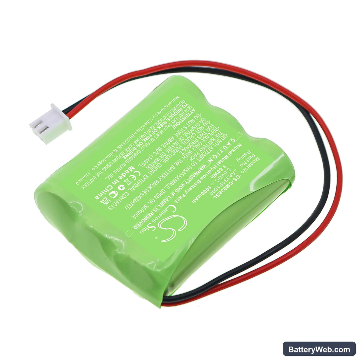 Custom Battery Packs Replacement Battery, 3.6V, 1000mAh, Ni-MH 2