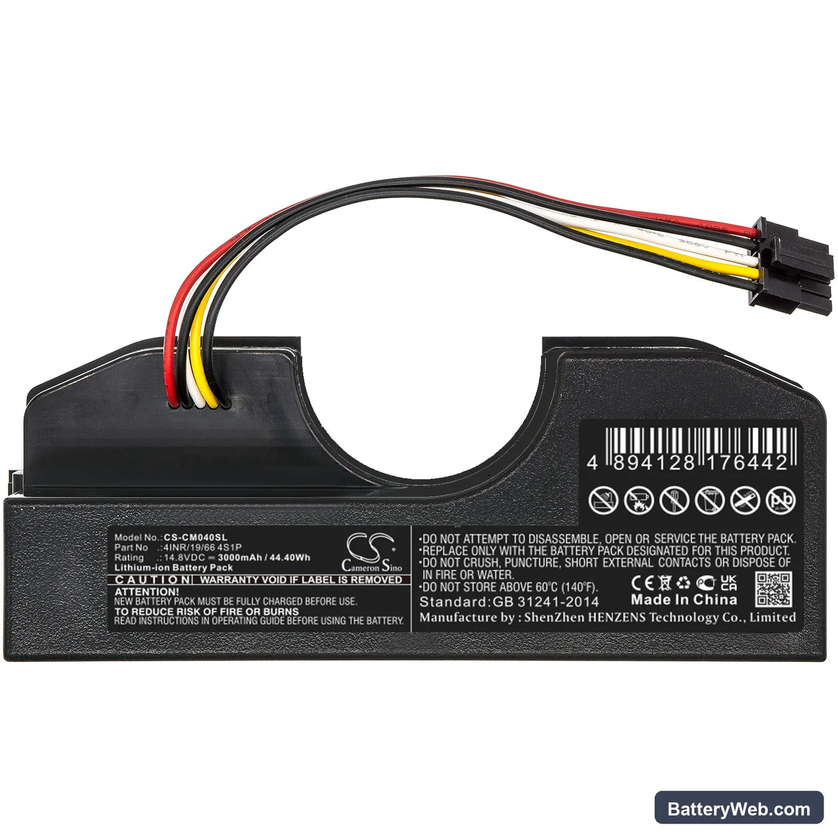 Custom Battery Packs Replacement Battery, 14.8V, 3000mAh, Li-ion 5