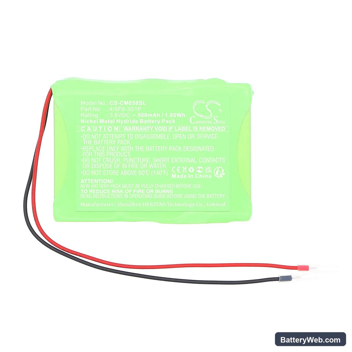 Custom Battery Pack Replacement Battery, 3.6V, 500mAh, Ni-MH 3