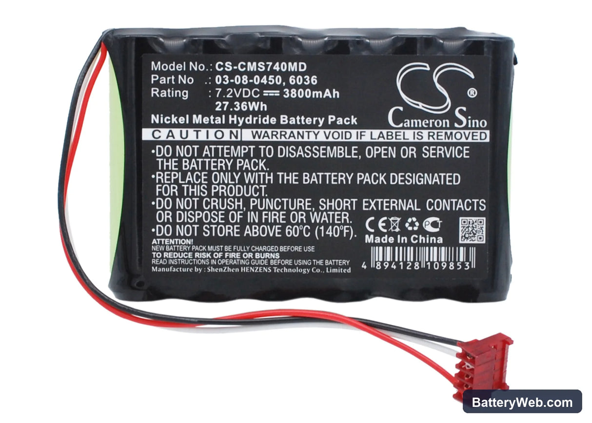 Cas Medical NIBP 740 Replacement Battery, 7.2V, 3800mAh, Ni-MH 5