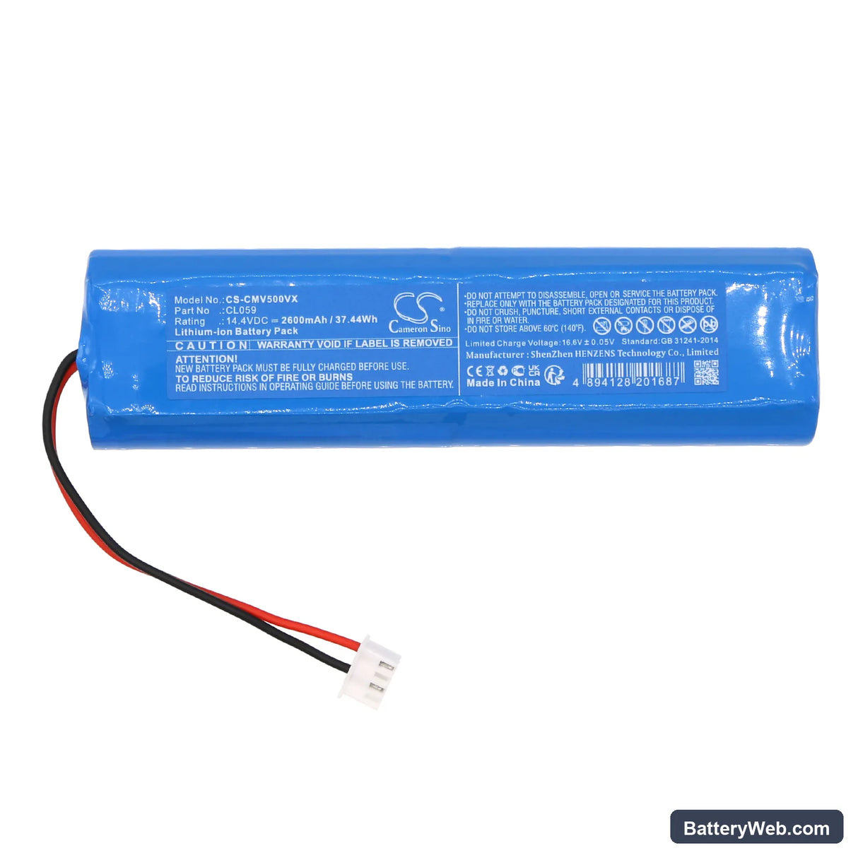CleanMate RV500 Replacement Battery, 14.4V, 2600mAh, Li-ion 3