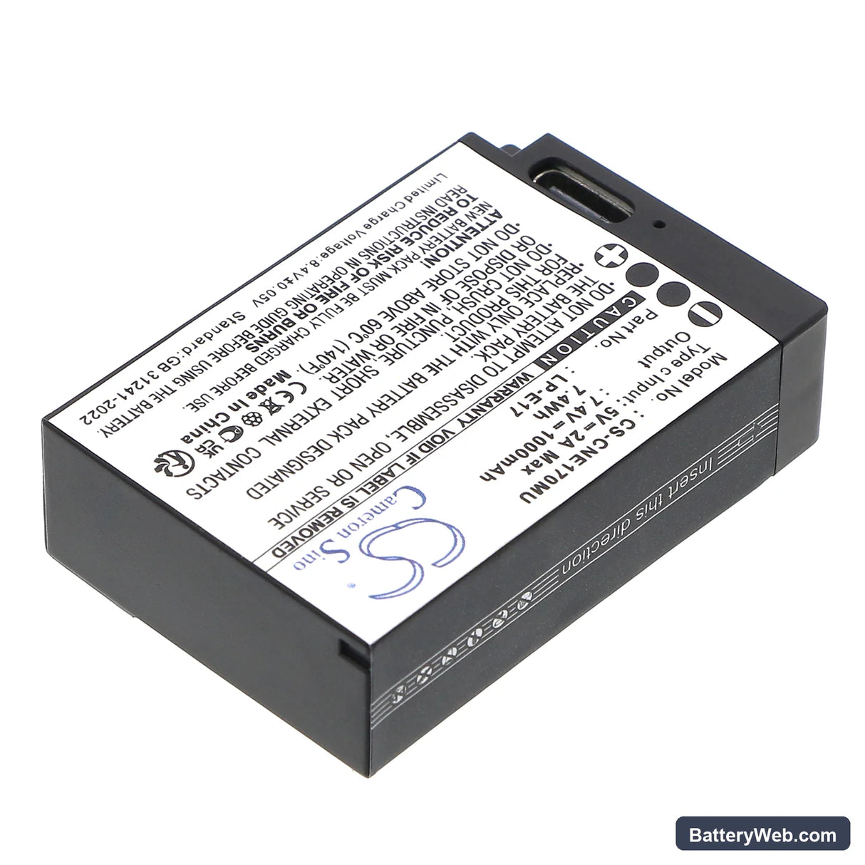 Canon EOS Kiss X8i Replacement Battery, 7.4V, 1000mAh, Li-ion 2