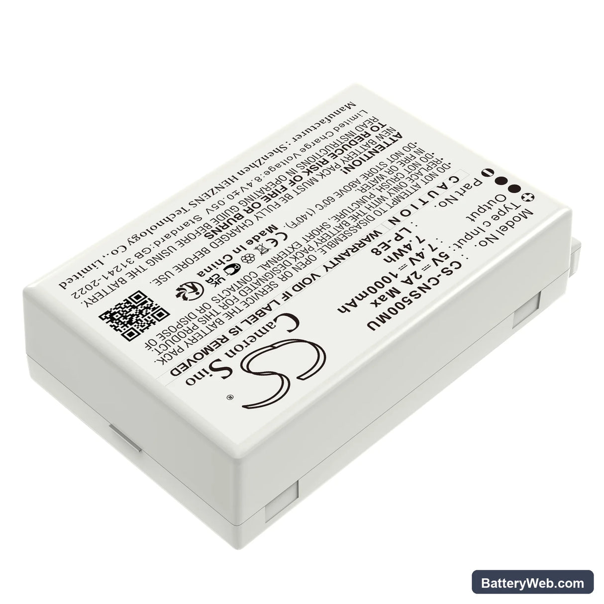 Canon EF-S Replacement Battery, 7.4V, 1000mAh, Li-ion 2