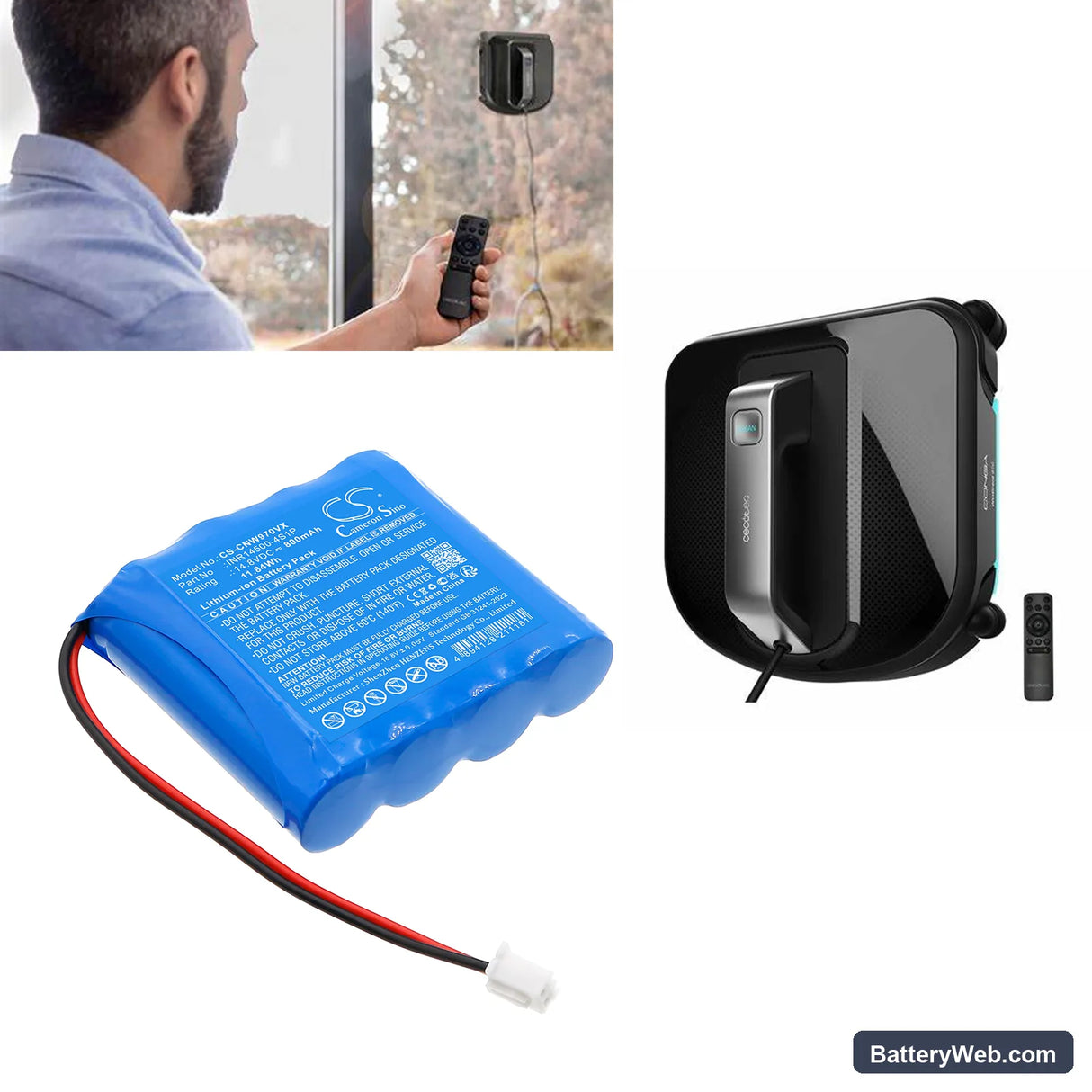 Cecotec Conga WinDroid 970 Replacement Battery, 14.8V, 800mAh, Li-ion 6